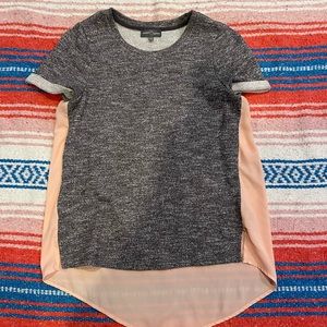 Market & Spruce Shirt Top Sz S Xander Gray Peach Cuffed French Terry Boxy Hi Lo